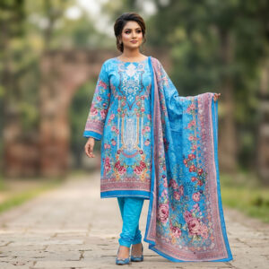 লাক্সারি সুতি প্রিন্ট থ্রি-পিস