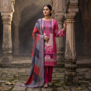 লাক্সারি সুতি প্রিন্ট থ্রি-পিস